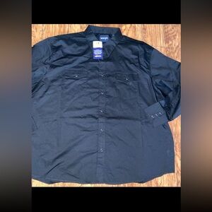Wrangler Men's Western Wear Classic Fit Two Pocket Long sleeve Shirt, Black 3x